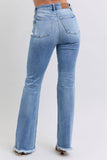 Judy Blue Full Size Raw Hem High Rise Bootcut Jeans - Trendsi