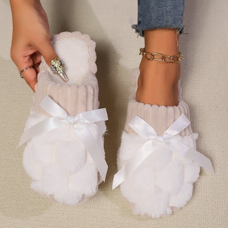 Bow Trim Contrast Slippers - Trendsi