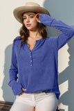 Double Take Full Size Notched Thumbhole Long Sleeve T-Shirt - Trendsi