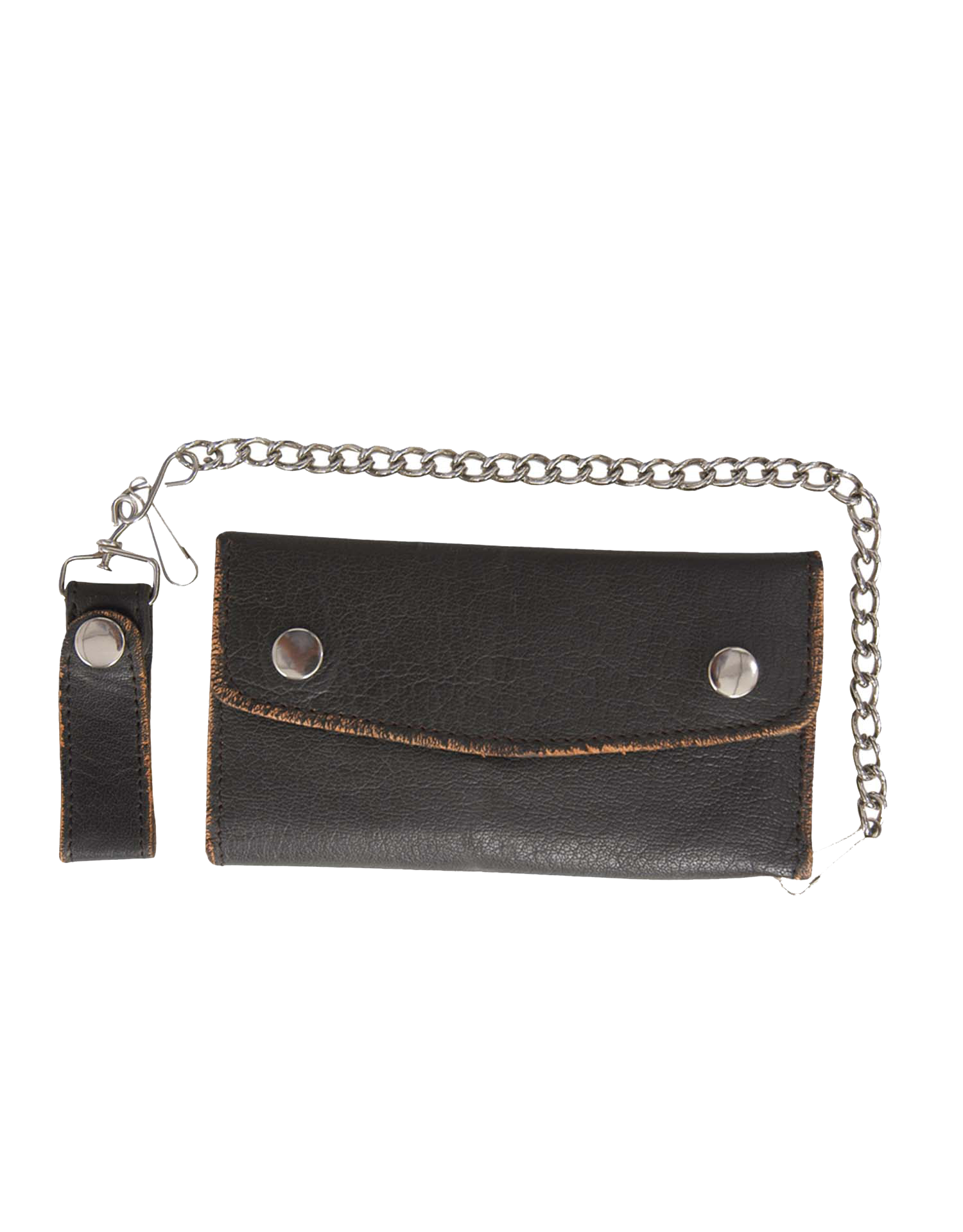 Unik International Brown Cowhide 7" x 3" Biker Chain Wallet