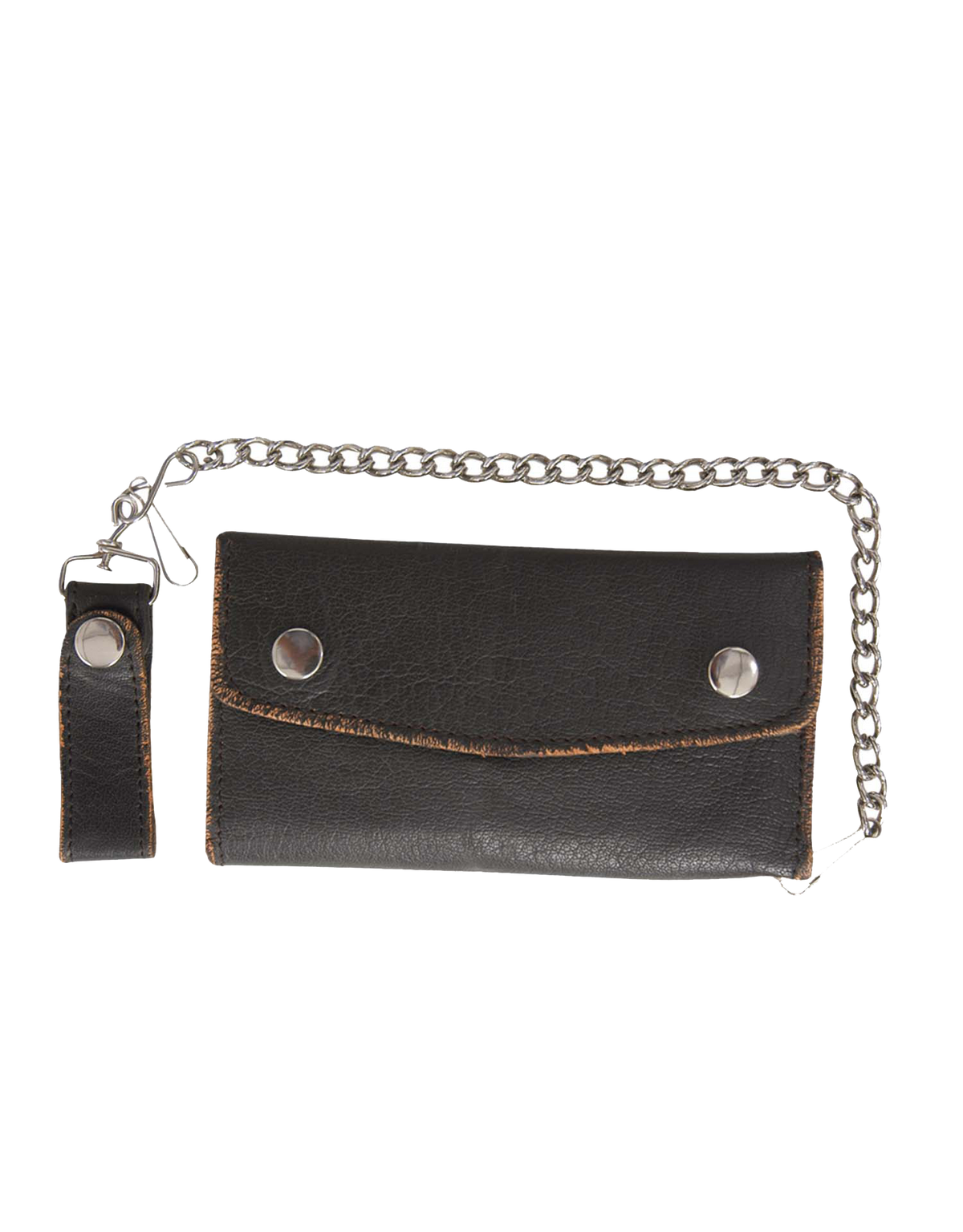 Unik International Brown Cowhide 7" x 3" Biker Chain Wallet