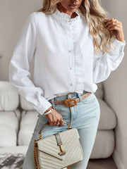 Ruffle Trim Long Sleeve Shirt