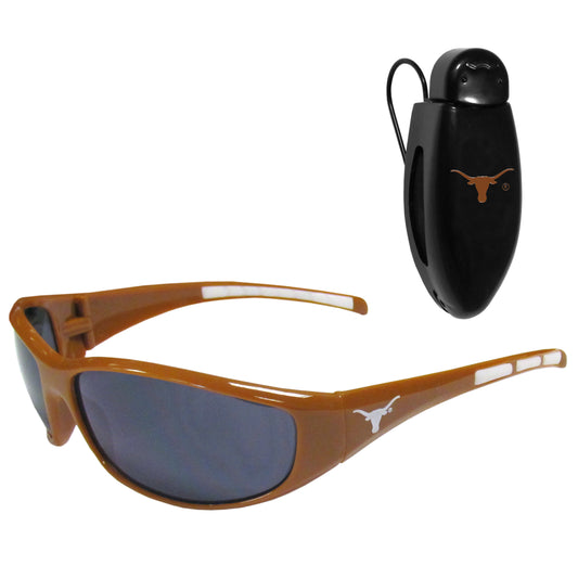 Texas Longhorns Wrap Sunglass with Visor Clip - Texas Longhorns