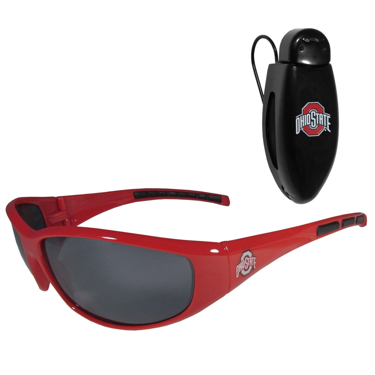 Ohio St. Buckeyes Wrap Sunglass with Visor Clip - Ohio St. Buckeyes