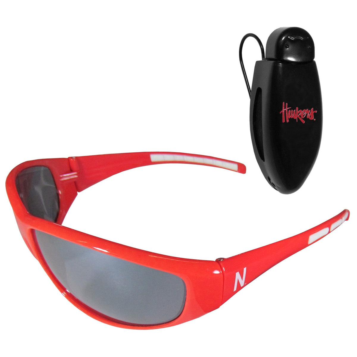 Nebraska Cornhuskers Wrap Sunglass with Visor Clip