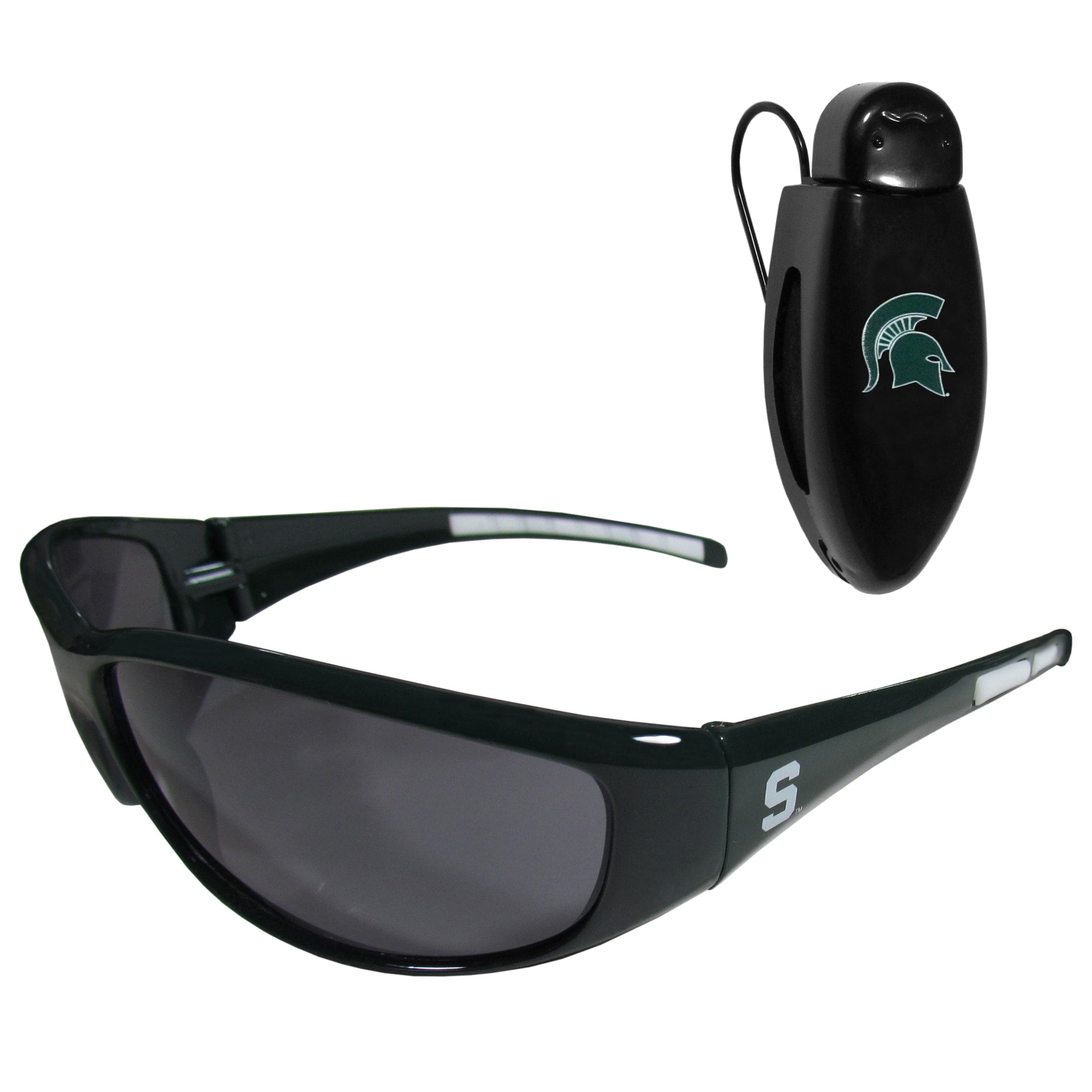 Michigan St. Spartans Wrap Sunglass with Visor Clip - Michigan St. Spartans