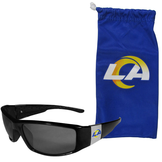 Los Angeles Rams Chrome Wrap Sunglasses and Bag