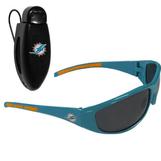 Miami Dolphins Wrap Sunglass with Visor Clip - Miami Dolphins