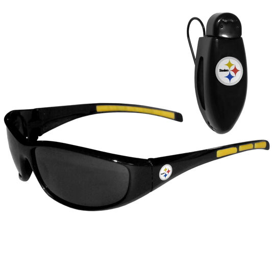 Anteojos de sol envolventes con clip para visera de los Pittsburgh Steelers