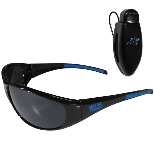 Carolina Panthers Wrap Sunglass with Visor Clip - Carolina Panthers