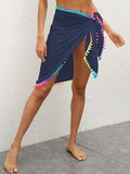 Rainbow Pompom Trim Swim Skirt - Flyclothing LLC