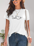 SMILE Round Neck Short Sleeve T-Shirt Trendsi