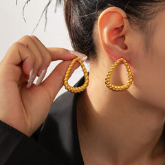 18K Gold-Plated Twisted Earrings - Trendsi