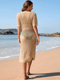 Slit Openwork Round Neck Cover-Up - Flyclothing LLC