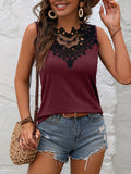 Lace Detail Heathered Tank - Flyclothing LLC