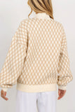 Diamond Pattern Mock Neck Long Sleeve Sweater