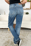 Judy Blue Full Size Mid Rise Release Hem Jeans - Trendsi