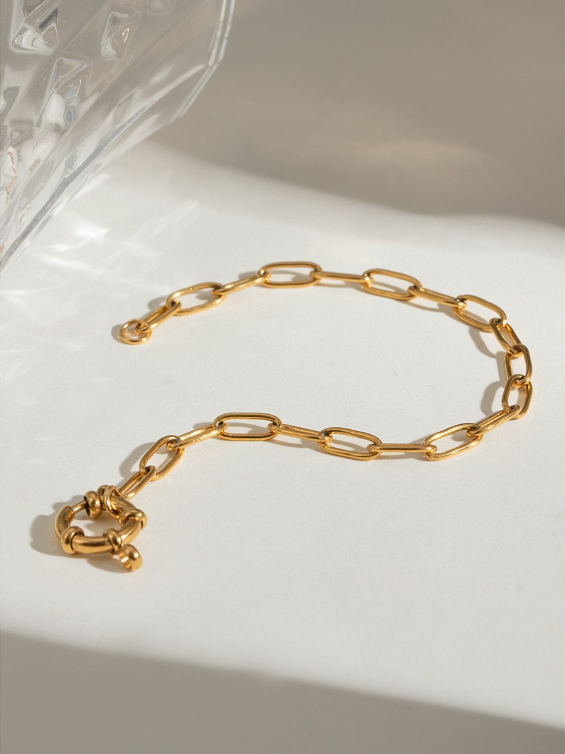 18K Gold-Plated Stainless Steel Chain Bracelet - Trendsi