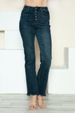 Judy Blue Full Size Button Fly Hem Destroy Straight Jeans - Trendsi