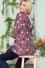 Celeste Full Size Polka Dot Drawstring Hoodie - Trendsi