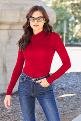 Basic Bae Full Size Mock Neck Long Sleeve Bodysuit - Flyclothing LLC