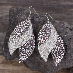 PU Leather Leopard Leaf Earrings - Trendsi