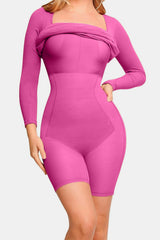 Basic Bae Full Size Built-In Shapewear Square Neck Long Sleeve Dress - Trendsi