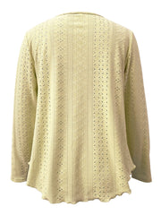 Eyelet Long Sleeve Blouse - Trendsi