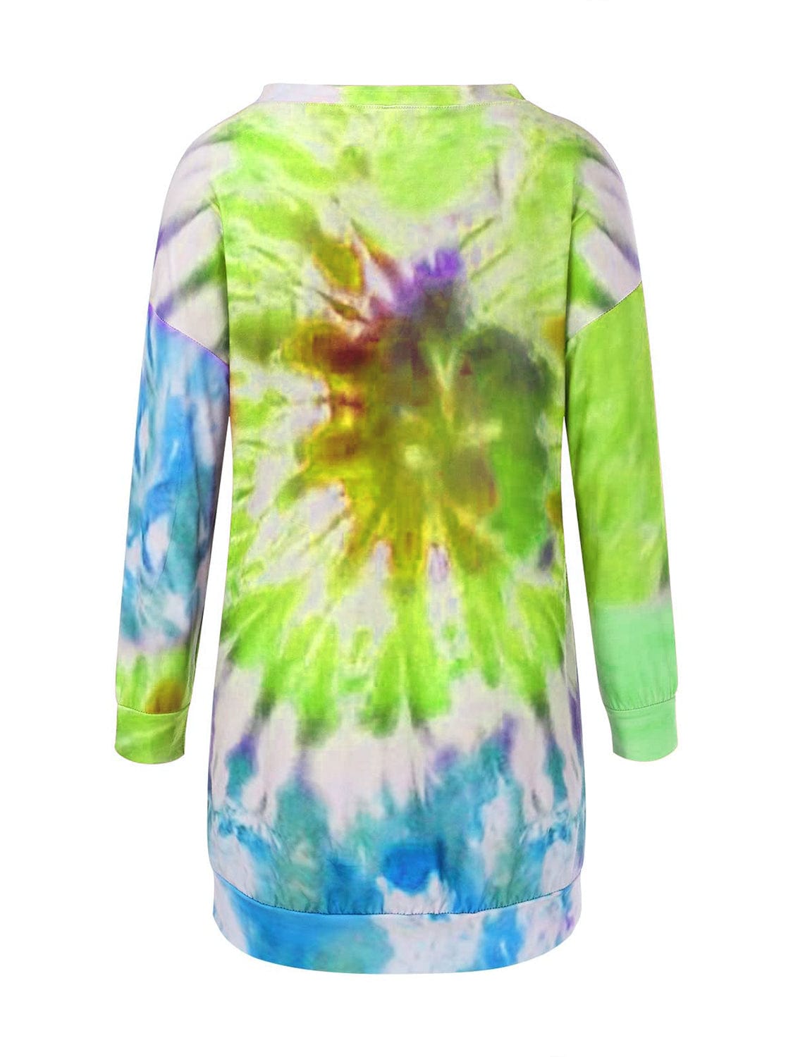 Full Size Tie-Dye Round Neck Long Sleeve Dress - Trendsi