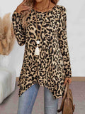 Leopard Round Neck Long Sleeve T-Shirt - Trendsi