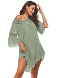 Backless Cutout Three-Quarter Sleeve Cover Up - Flyclothing LLC