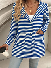 Devine Striped Long Sleeve Hooded Outerwear