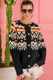 BiBi Ethnic Pattern Button Up Knit Cardigan - Trendsi