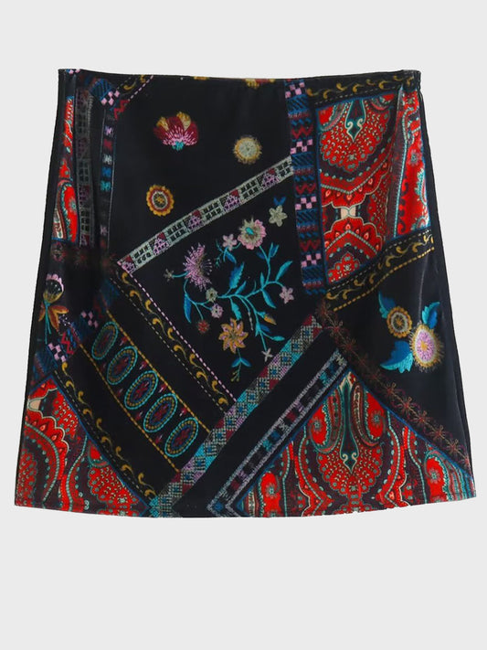 Printed Zip Mini Skirt Trendsi