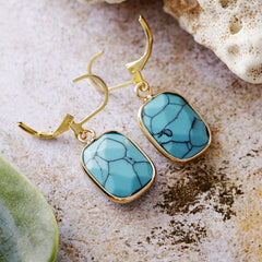 Copper Natural Stone Dangle Earrings - Trendsi