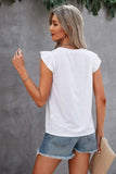 Ruffled Round Neck Cap Sleeve T-Shirt - Flyclothing LLC