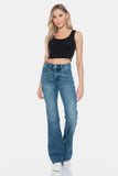 Judy Blue Full Size Tummy Control Cut Hem Flare Jeans - Trendsi