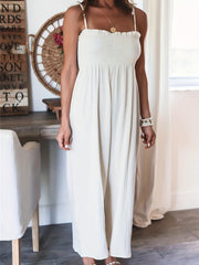 Full Size Smocked Spaghetti Strap Wide Leg Jumpsuit Trendsi