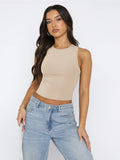 Round Neck Cropped Tank - Trendsi