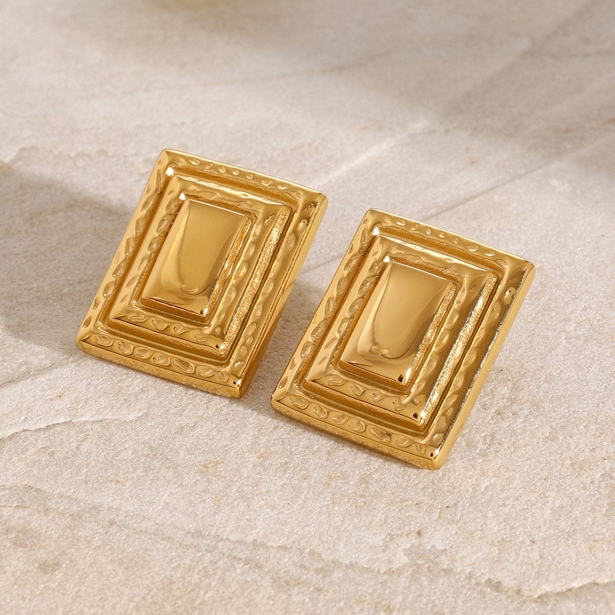 18K Gold-Plated Stainless Steel Square Shape Earrings - Trendsi