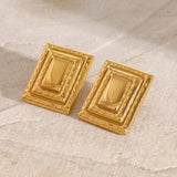 18K Gold-Plated Stainless Steel Square Shape Earrings - Trendsi