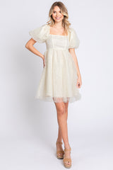 GeeGee Pearl Mesh Puff Sleeve Babydoll Dress Trendsi