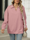 Johnny Collar Long Sleeve Sweatshirt - Trendsi