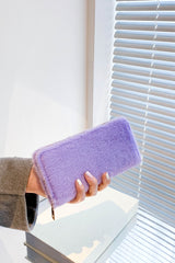 Solid Color Fluff Rectangle Wallet