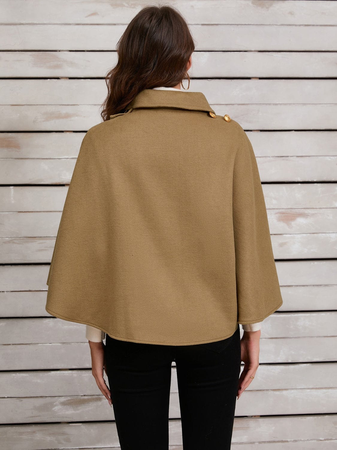 Collared Neck Cropped Cape - Trendsi