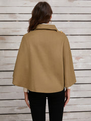 Collared Neck Cropped Cape - Trendsi