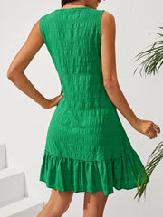 Ruffle Hem Asymmetrical Neck Sleeveless Dress Trendsi