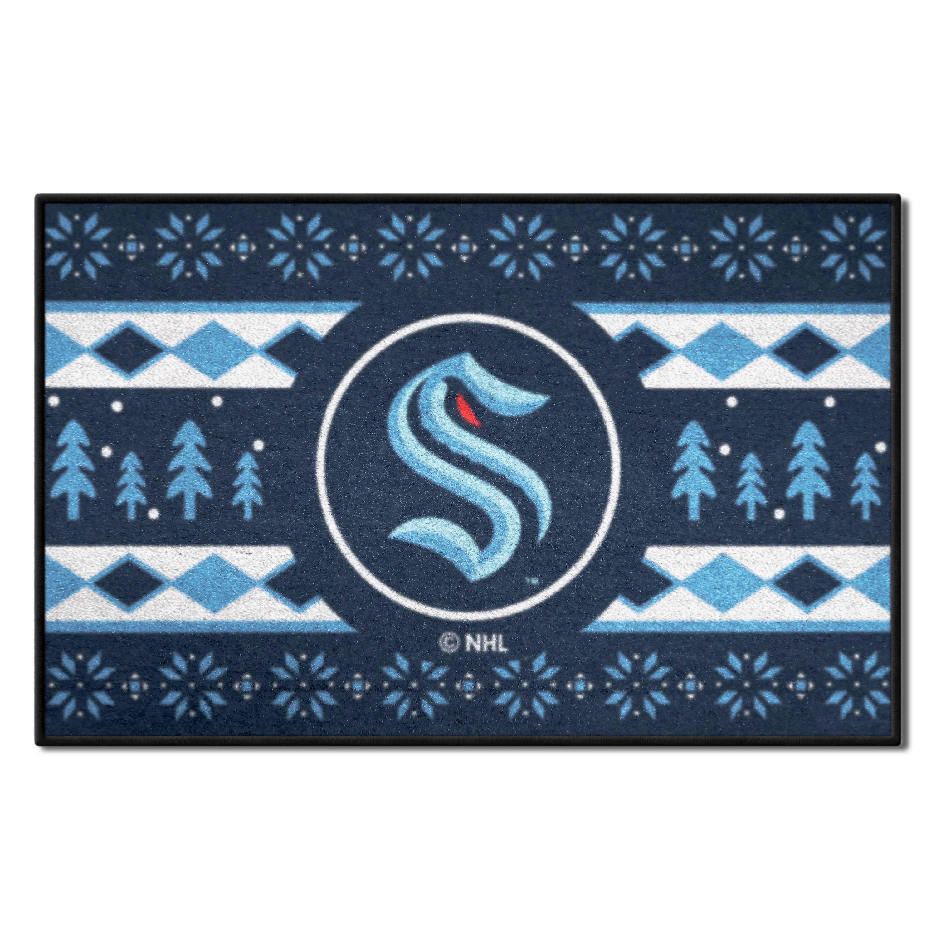 Seattle Kraken Holiday Sweater Starter Mat Accent Rug - 19in. x 30in.