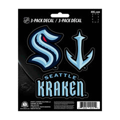 Seattle Kraken 3 Piece Decal Sticker Set