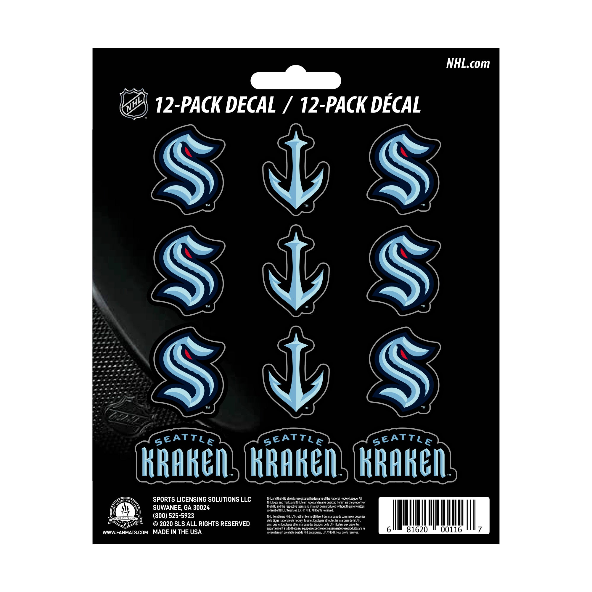 Seattle Kraken 12 Count Mini Decal Sticker Pack